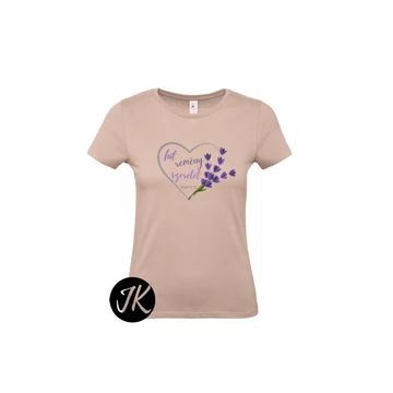 Hit remény szeretet - keresztény feliratos, kereknyakú női póló (levendulás) púder rózsaszín  XS - 2XL