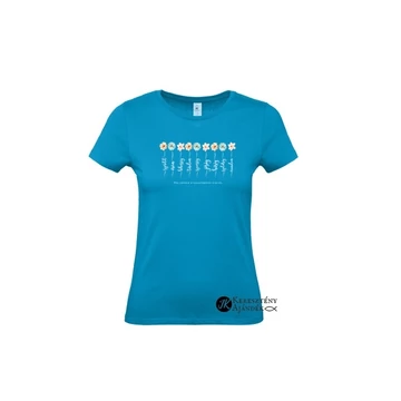 A Lélek gyümölcse (Gal. 5,22-23) - igés, keresztény feliratos, kereknyakú női póló ( kék színben ) XS - 2XL (2XL)