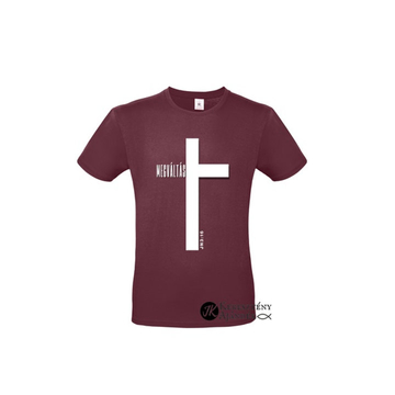 János 3:16 Megváltás Keresztes - igés, keresztény feliratos, férfi póló, burgundy bordó színben S - 3XL
