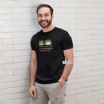 Megtaláltam, akit lelkemből szeretek - igés, mintás, keresztény feliratos, kereknyakú férfi / unisex póló, FEKETE színben S - 2XL ( S )