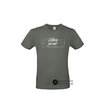 Hitben járunk, nem látásban - igés, keresztény feliratos, kereknyakú férfi póló, milleniumi KHAKI színben S - 2XL méretben (L)