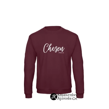 Chosen (választott) - igés, bebújós, kereknyakú pulóver, burgundi bordó színben (női minta)