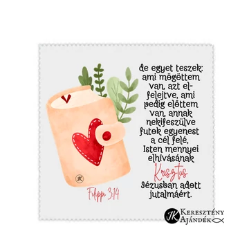 de egyet teszek: ami mögöttem van, azt elfelejtve, ami pedig előttem van ... - igés, keresztény feliratos szemüvegtörlő kendő, 15*18 cm / 15*15 cm