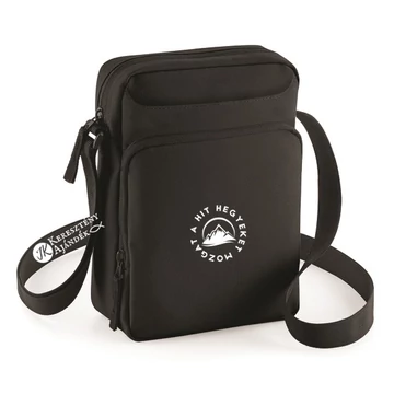 A hit hegyeket mozgat - feliratos, mini futártáska , messenger bag (keresztben hordható) FEKETE, fehér mintával