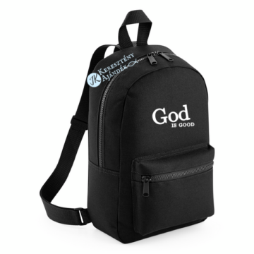 God is good - keresztény feliratos,igés hátizsák, mini hátitáska felnőtt hölgyek, nagylányok részére ( FEKETE )