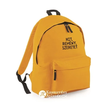 Hit Remény Szeretet - keresztény feliratos,igés hátizsák, iskolatáska ( MUSTÁRSÁRGA )