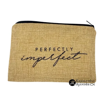 Perfectly imperfect - igés, keresztény feliratos, zipzáras, bélelt neszeszer, fekete felirattal, barna színben