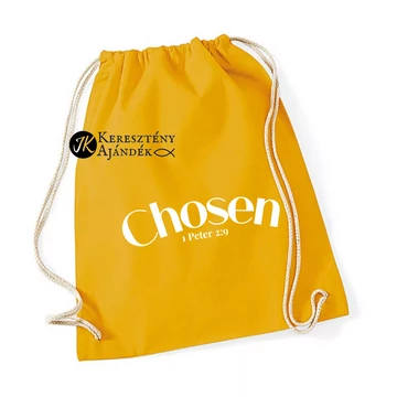 Chosen - igés, keresztény vászon tornazsák, hátizsák MUSTÁRSÁRGA
