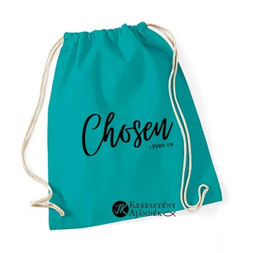 Chosen - igés, keresztény vászon tornazsák, hátizsák SMARAGDZÖLD