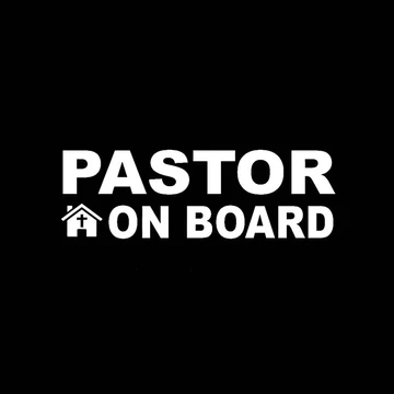 Pastor on Board - autómatrica, keresztény feliratos matrica / vinyl autó hátuljára / ablaküvegére vagy más kemény felületre FEHÉR ( sötét színre )