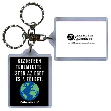 Igés kulcstartó - Kezdetben teremtette Isten - keresztény,feliratos (műanyag)