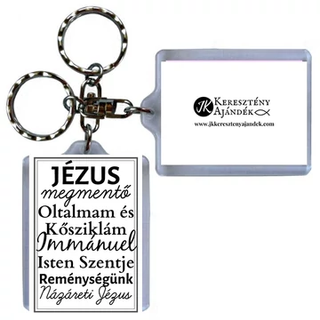 Igés kulcstartó - Jézus megmentő, oltalmam és kősziklám, Immánuel ( keresztény feliratos, műanyag kulcstartó )