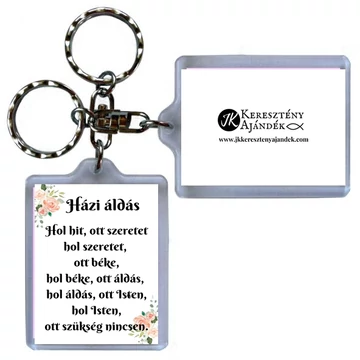 Igés kulcstartó - Házi áldás ( keresztény feliratos, műanyag kulcstartó )