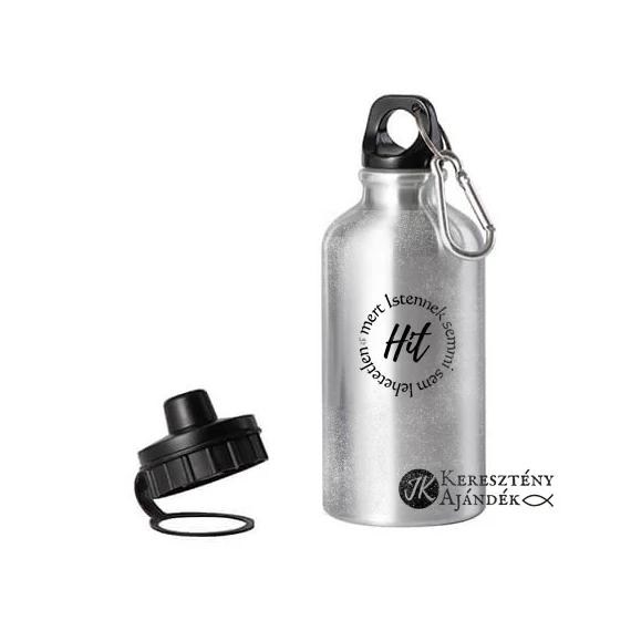 Hit: mert Istennek semmi sem lehetetlen - keresztény feliratos, fém, biciklis kulacs 400 ml