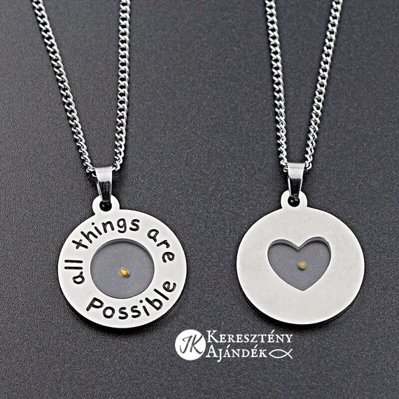 All things are possible - mustármagos, igés, nemesacél, medálos nyaklánc ( angol nyelvű ) 
