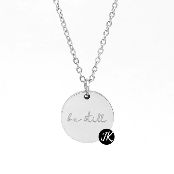 Be Still - keresztény, gravírozott, nemesacél, medálos női nyaklánc