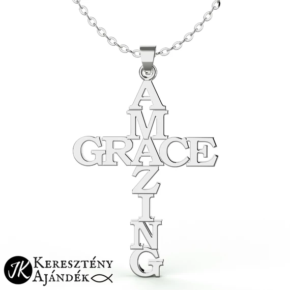 Amazing grace - keresztes, nemesacél, keresztény medálos női vagy férfi nyaklánc