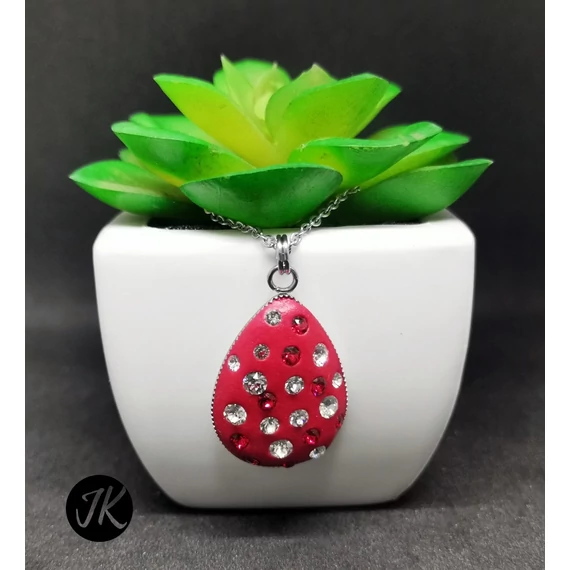 Csepp piros - kristály,swarovski kristályos, medálos fülbevalós szett nemesacél
