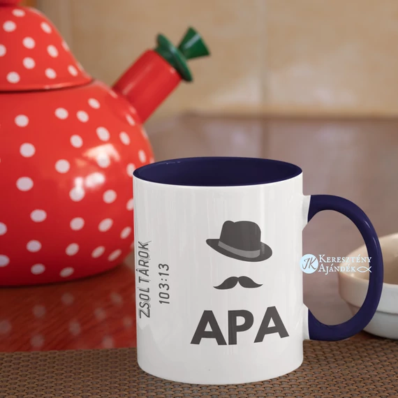 APÁK NAPJÁRA - Apa / Amilyen irgalmas az apa a fiaihoz - igés, keresztény feliratos, kerámia bögre 330 ml SÖTÉTKÉK