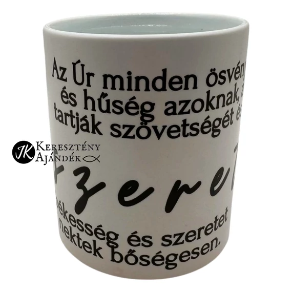Az Úr minden ösvénye szeretet és hűség - igés, keresztény feliratos, kerámia bögre 330 ml SZÍNVÁLTÓS Piros - Fehér - akár Valentin napra is ;)