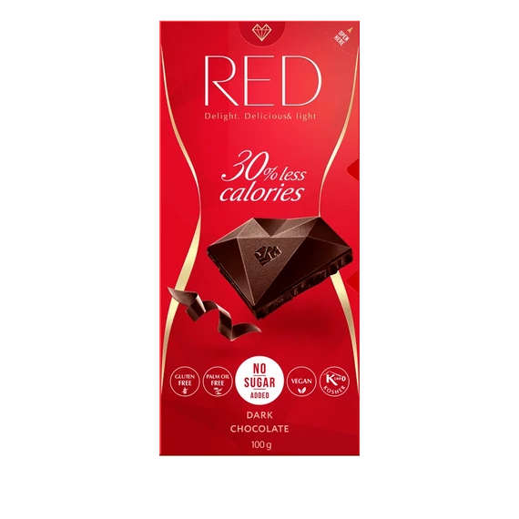 RED Delight Étcsokoládé cukormentes 100 g - táblás csokoládé ( gluténmentes, vegán, kosher, pálmaolajmentes )