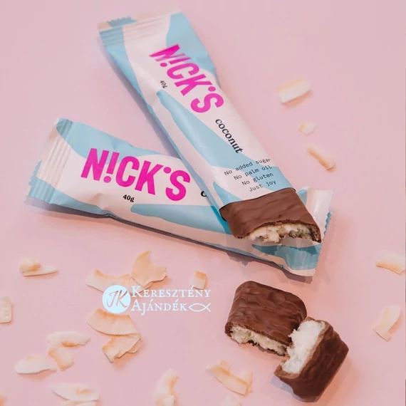 Nick's kókuszos csokoládé szelet - díjnyertes kókuszos finomság hozzáadott cukor nélkül, gluténmentesen 40g