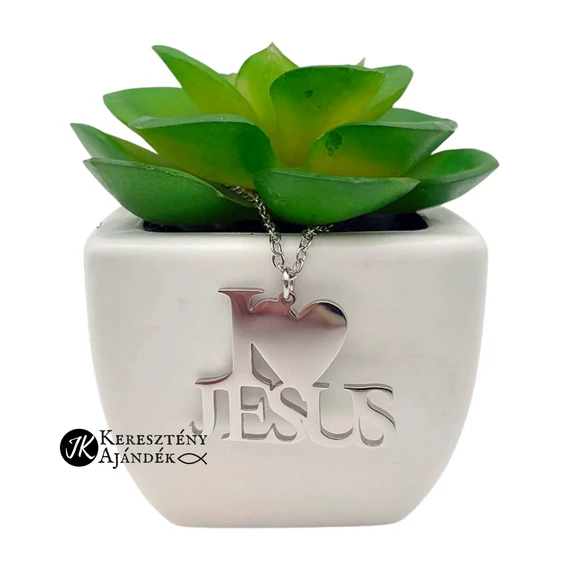 I love Jesus - keresztény, nemesacél, medálos nyaklánc ( női nyaklánc )