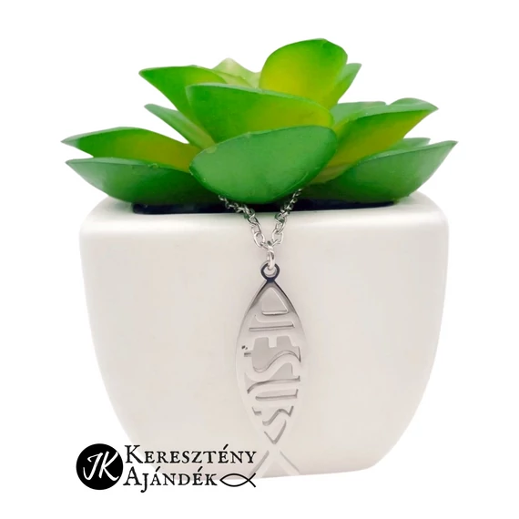 Nemesacél, Jesus, ichthys ( halas ) medálos, keresztény, nyaklánc, nőknek, férfiaknak