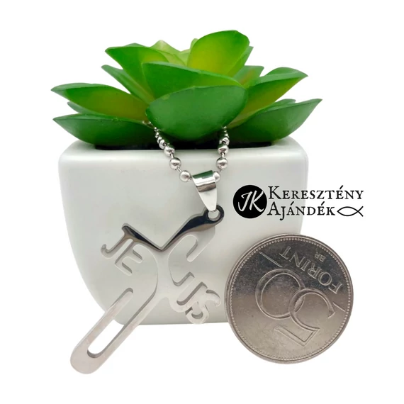JESUS keresztes, nemesacél, keresztény medálos férfi nyaklánc ( bogyós nyaklánc )