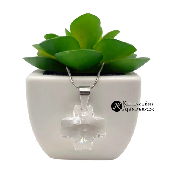 Swarovski keresztes, kristály medálos, nemesacél, női nyaklánc