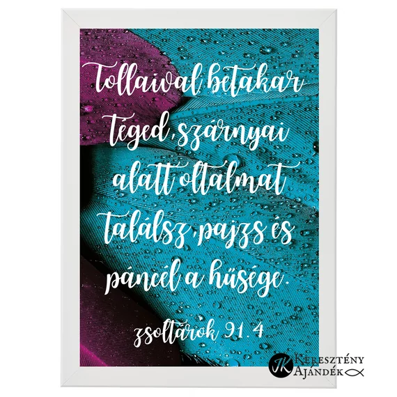 Tollaival betakar téged, szárnyai alatt oltalmat találsz - falikép, FEHÉR keretben A4 - es méretben