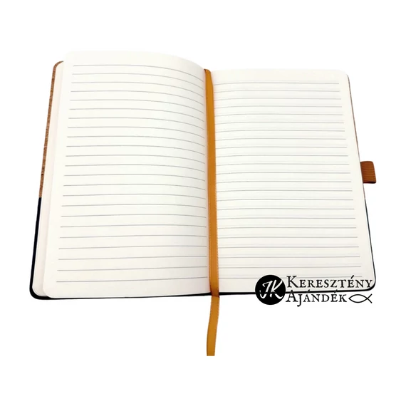 I follow Jesus Christ - igés, keresztény feliratos, parafa és pamut jegyzetfüzet igével - kb. A5 - ös méretű, vonalas lapokkal és ajándék golyóstollal ( KÉK )
