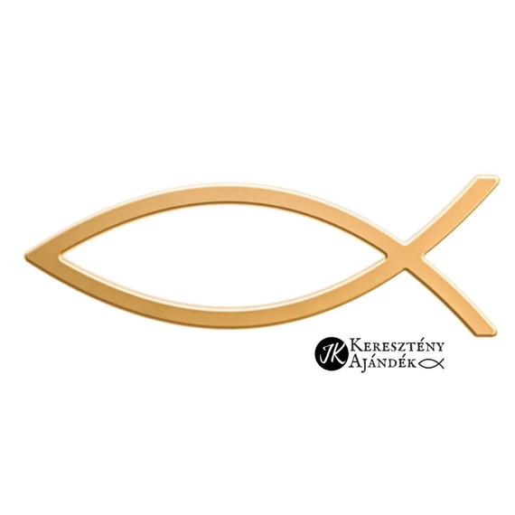 Autó embléma Ichthys ( hal ) arany színű, autó matrica, nagy méret ( 13 cm ), 3D forma