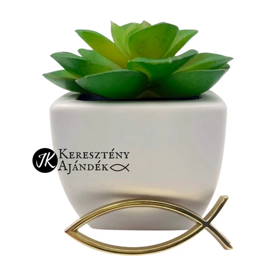 Autó embléma Ichthys ( hal ) arany színű, autó matrica, kicsi méret ( 5 cm ), 3D forma