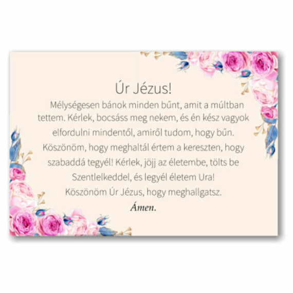 Úr Jézus! Mélységesen bánok - "megtérő ima" kártya, igekártya ( rózsás )