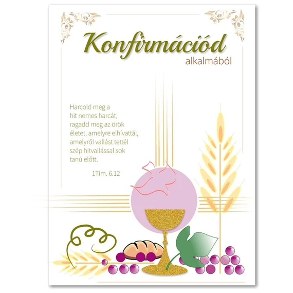 Konfirmációd alkalmából - Harcold meg a hit nemes harcát - borítékos, képeslap