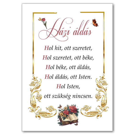 Házi áldás - igés, keresztény feliratos, boríték nélküli képeslap