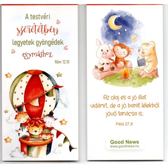A testvéri szeretetben legyetek gyöngédek egymáshoz - mágneses, keresztény feliratos, igés, papír könyvjelző
