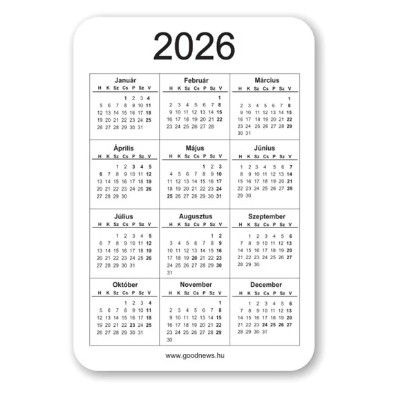 Vagy nem tudjátok, hogy testetek a bennetek levő Szentlélek temploma, akit Istentől kaptatok, és ezért nem a magatokéi vagytok? 1Kor 6,19 - Kártyanaptár 2026 - igés, feliratos, karton 