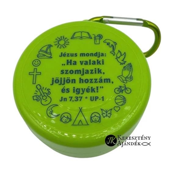 Mondja Jézus: Ha valaki szomjazik, jöjjön hozzám és igyék - igés, keresztény feliratos, úti pohár ZÖLD