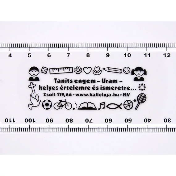 Taníts engem-Uram-helyes értelemre és ismeretre... Zsolt 119,66 - igés,  nagyítós és szögmérős vonalzó (műanyag)