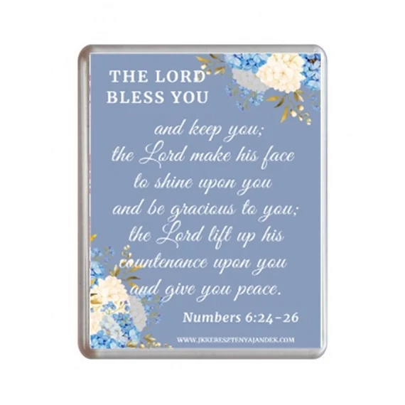Igés hűtőmágnes - The Lord bless you and keep you - műanyag, 76*57 mm ( Ároni áldás ) 