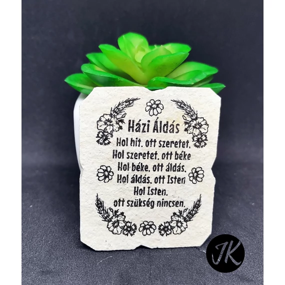 Házi áldás ( Hol hit, ott szeretet, hol szeretet...) - mészkő, igés hűtőmágnes