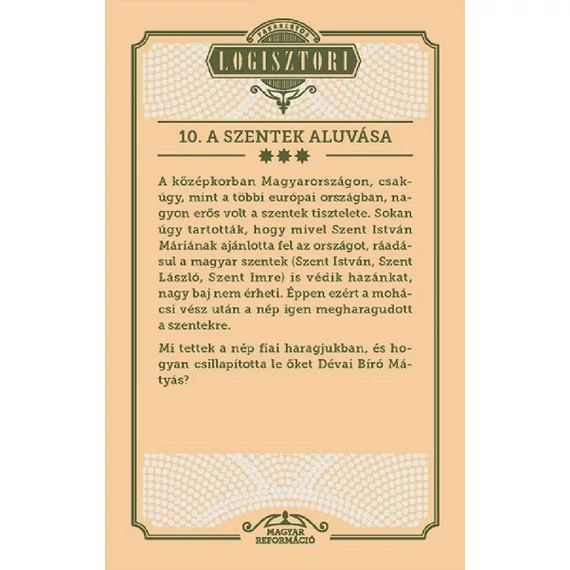 Logisztori – Reformáció 2. rész - nyomozós játék 14 éves kortól (magyar reformáció )
