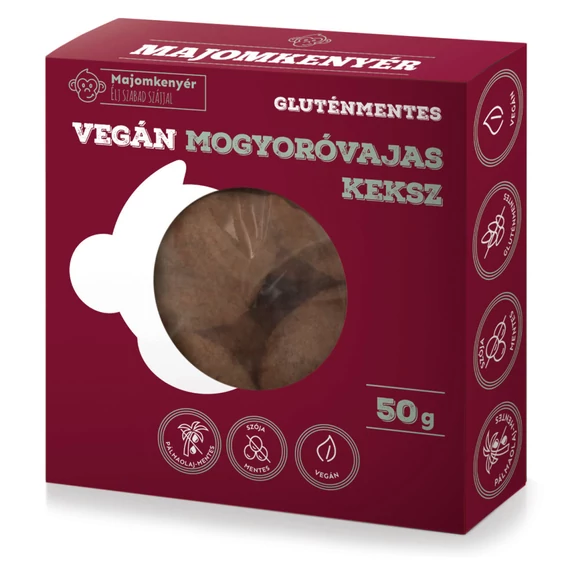 Majomkenyér Vegán mogyoróvajas keksz 50 gr - vegán, tej -, tojás - és gluténmentes, nádcukorral 