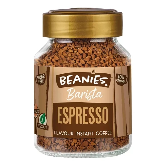 Beanies Barista Espresso ízű instant kávé 50 g - cukormentes, gluténmentes, tejmentes, 25 adag