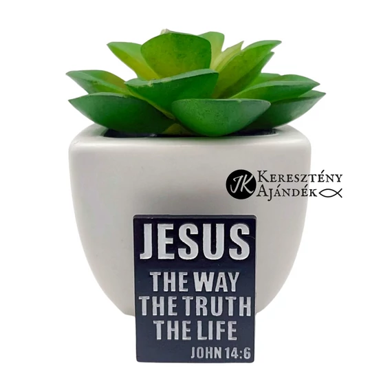 Jesus the way, the truth, the life - igés, keresztény feliratos kitűző, fémből