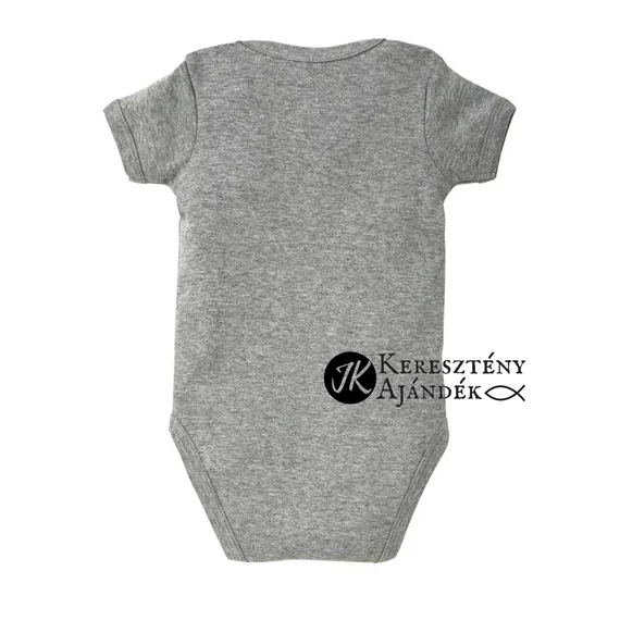 Örüljetek az Úrban mindenkor! - keresztény feliratos body, rövid ujjú, unisex fazon, melírozott SZÜRKE színben 12 - 18 hónapos méret 
