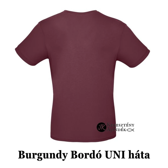 Ichthys / Keretes halas - igés, keresztény feliratos, kereknyakú férfi póló, burgundi BORDÓ színben S - 3XL  (S)