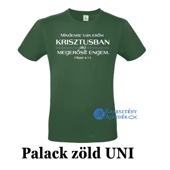 Mindenre van erőm Krisztusban, aki megerősít engem - egyedi póló rendelésre - keresztény MINTA + válassz hozzá PÓLÓ MÉRETET is! ( többféle színben ) 